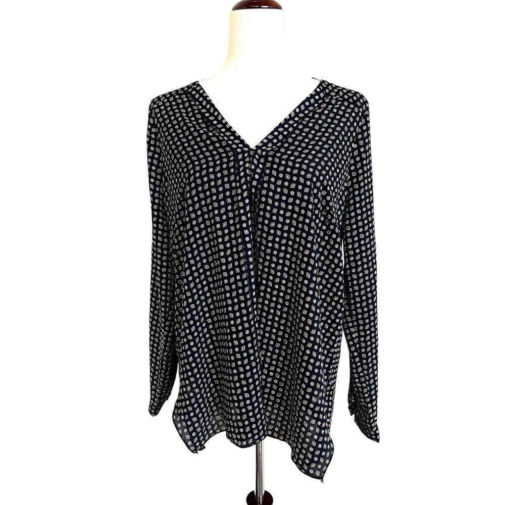 Pleione Long Sleeve Relaxed Floral Blouse S